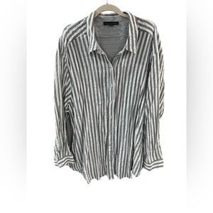 Jane and Delancey Black and White Striped Button Down Shirt